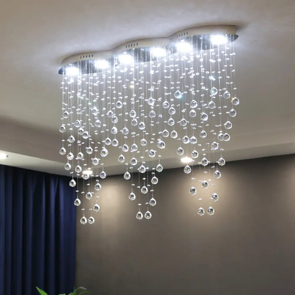 DecorBites™ DecorBites™ Modern LED Gold Flush Mount Raindrop Crystal Ceiling Lamp for Living Room