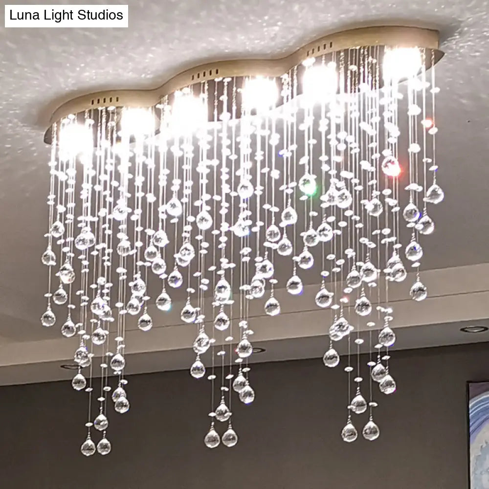 DecorBites™ DecorBites™ Modern LED Gold Flush Mount Raindrop Crystal Ceiling Lamp for Living Room