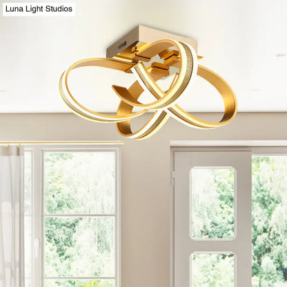 DecorBites™ DecorBites™ Modern LED Gold Ribbon Acrylic Flushmount Lighting for Living Room Ceiling