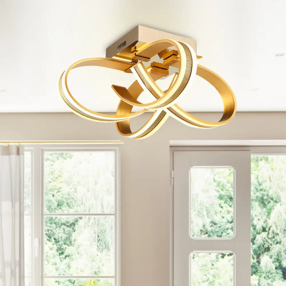 DecorBites™ DecorBites™ Modern LED Gold Ribbon Acrylic Flushmount Lighting for Living Room Ceiling