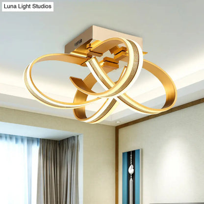 DecorBites™ DecorBites™ Modern LED Gold Ribbon Acrylic Flushmount Lighting for Living Room Ceiling