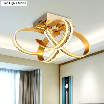 DecorBites™ DecorBites™ Modern LED Gold Ribbon Acrylic Flushmount Lighting for Living Room Ceiling