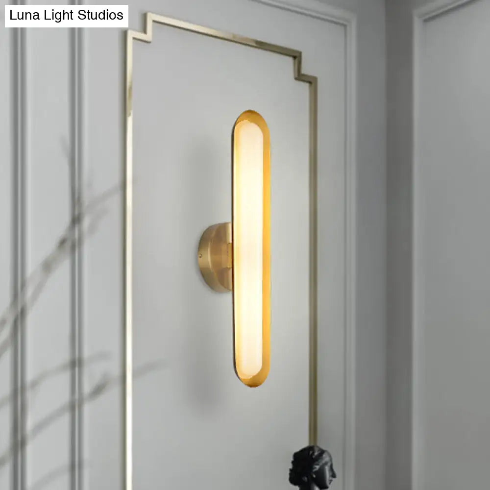 DecorBites™ DecorBites™ Modern LED Gold Wall Sconce with Acrylic Shade for Bedroom - Oval Metal Fixture