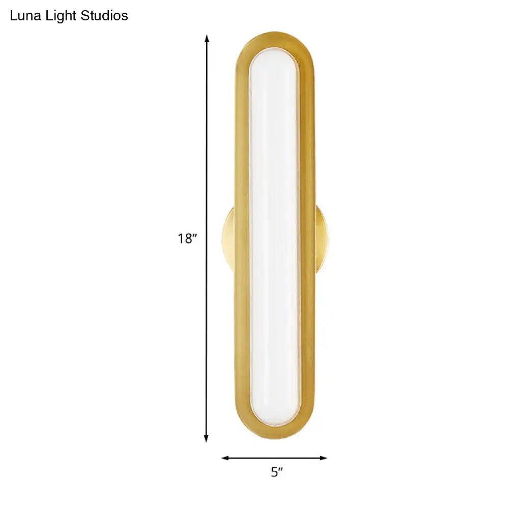 DecorBites™ DecorBites™ Modern LED Gold Wall Sconce with Acrylic Shade for Bedroom - Oval Metal Fixture