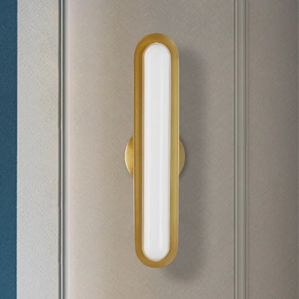 DecorBites™ DecorBites™ Modern LED Gold Wall Sconce with Acrylic Shade for Bedroom - Oval Metal Fixture