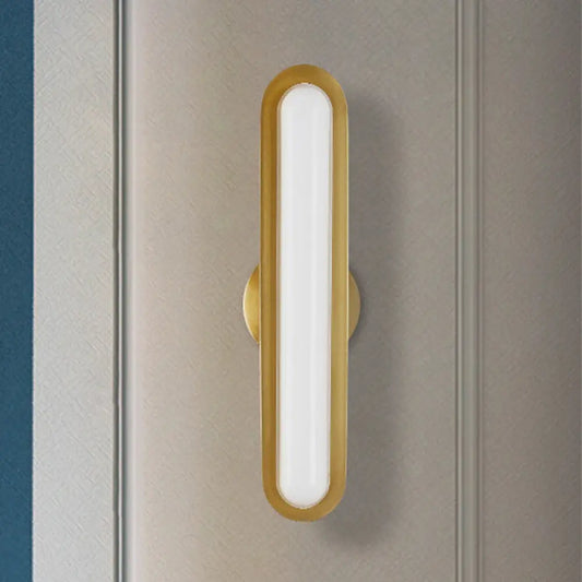DecorBites™ DecorBites™ Modern LED Gold Wall Sconce with Acrylic Shade for Bedroom - Oval Metal Fixture