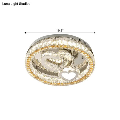DecorBites™ DecorBites™ Modern LED Heart Design Ceiling Lamp with Clear Crystal Blocks and Stainless-Steel Finish - 18"/19.5" Wide