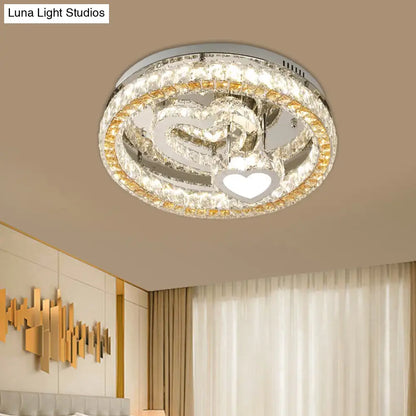 DecorBites™ DecorBites™ Modern LED Heart Design Ceiling Lamp with Clear Crystal Blocks and Stainless-Steel Finish - 18"/19.5" Wide