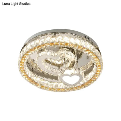DecorBites™ DecorBites™ Modern LED Heart Design Ceiling Lamp with Clear Crystal Blocks and Stainless-Steel Finish - 18"/19.5" Wide