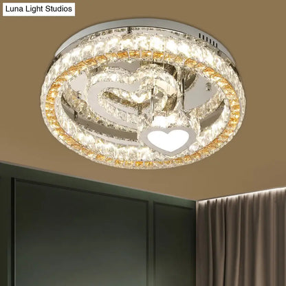 DecorBites™ DecorBites™ Modern LED Heart Design Ceiling Lamp with Clear Crystal Blocks and Stainless-Steel Finish - 18"/19.5" Wide