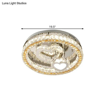 DecorBites™ DecorBites™ Modern LED Heart Design Ceiling Lamp with Clear Crystal Blocks and Stainless-Steel Finish - 18"/19.5" Wide