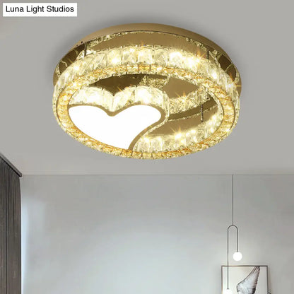 DecorBites™ DecorBites™ Modern LED Heart Design Ceiling Lamp with Clear Crystal Blocks and Stainless-Steel Finish - 18"/19.5" Wide