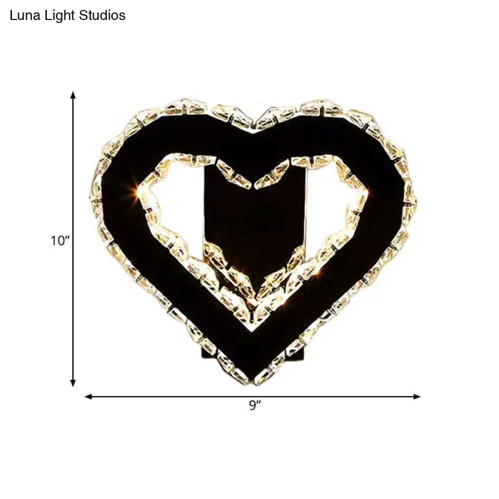DecorBites™ DecorBites™ Modern LED Heart Wall Hanging Light in Black Crystal for Bedroom Décor