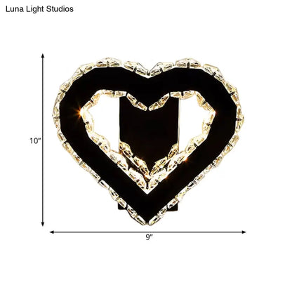 DecorBites™ DecorBites™ Modern LED Heart Wall Hanging Light in Black Crystal for Bedroom Décor