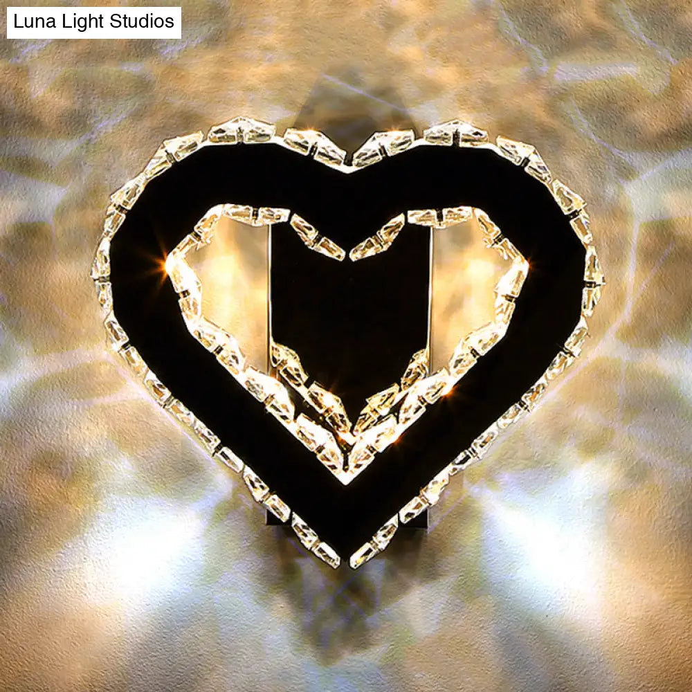 DecorBites™ DecorBites™ Modern LED Heart Wall Hanging Light in Black Crystal for Bedroom Décor