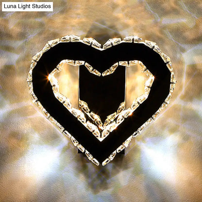DecorBites™ DecorBites™ Modern LED Heart Wall Hanging Light in Black Crystal for Bedroom Décor