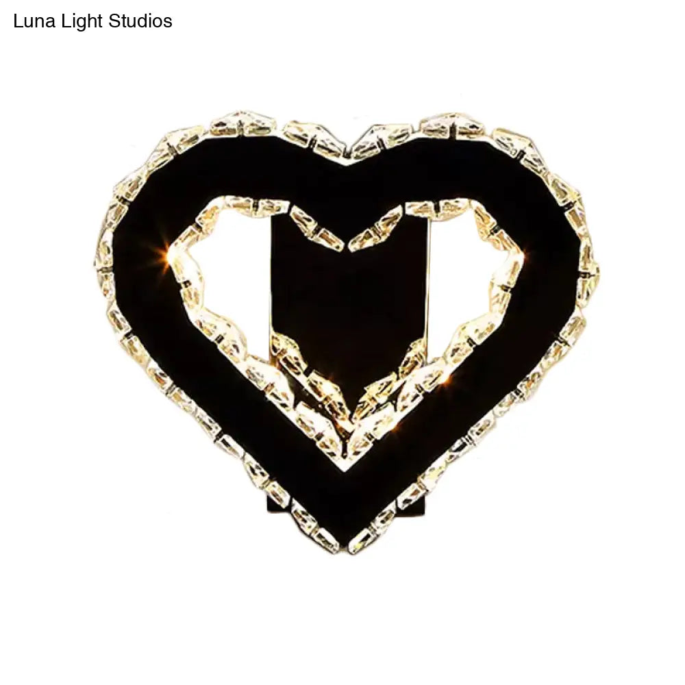 DecorBites™ DecorBites™ Modern LED Heart Wall Hanging Light in Black Crystal for Bedroom Décor
