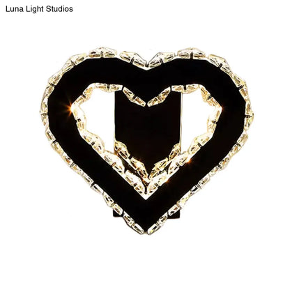 DecorBites™ DecorBites™ Modern LED Heart Wall Hanging Light in Black Crystal for Bedroom Décor
