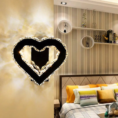DecorBites™ DecorBites™ Modern LED Heart Wall Hanging Light in Black Crystal for Bedroom Décor