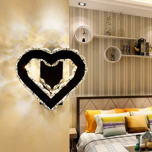 DecorBites™ DecorBites™ Modern LED Heart Wall Hanging Light in Black Crystal for Bedroom Décor