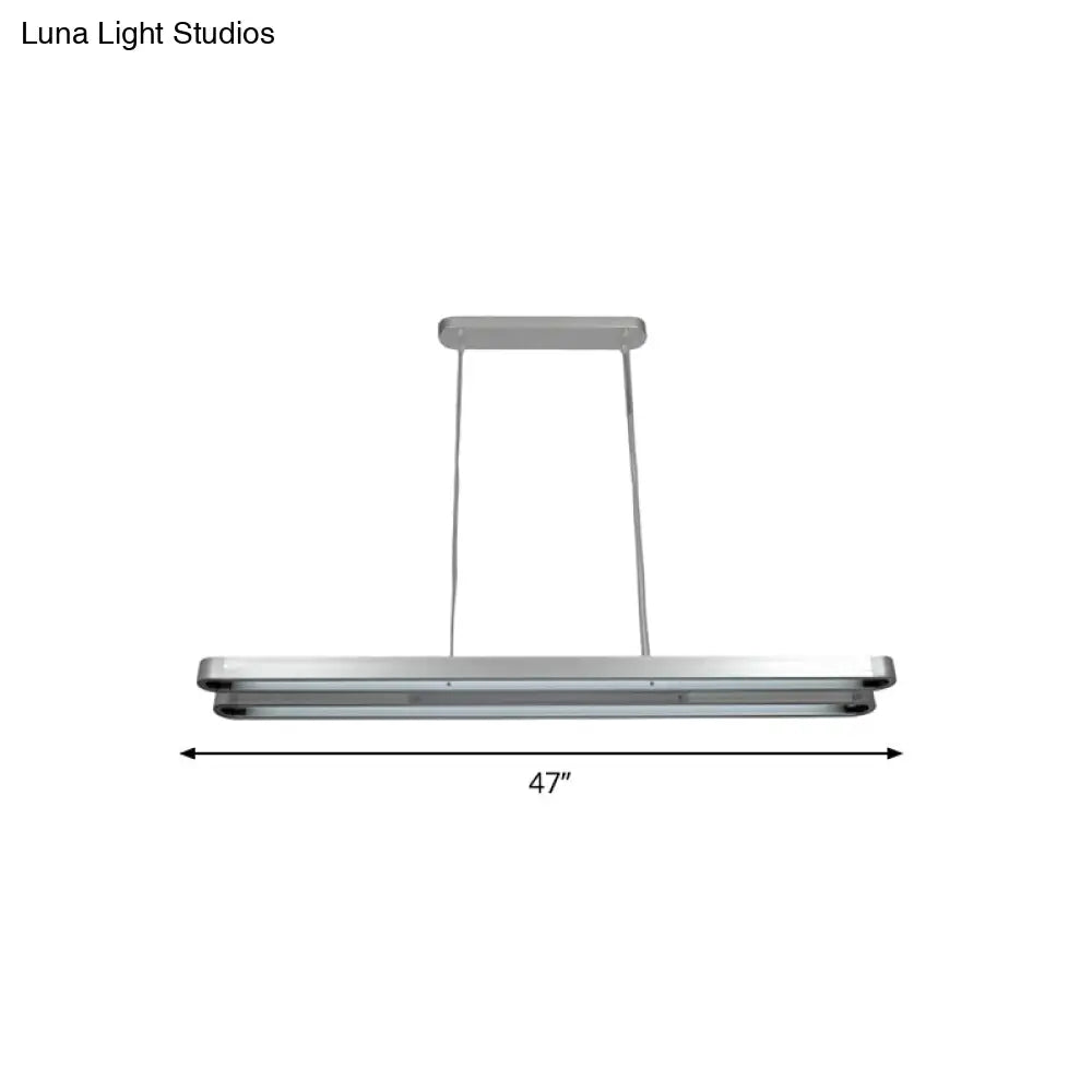 مصباح LED معدني حديث معلق باللون الفضي مع شكل بيضاوي ممدود - اختيار بين الضوء الأبيض أو الدافئ أو الطبيعي