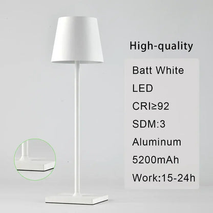 White led floor lamp with sleek aluminum stand and shade complements modern led mosaic table lamp for bedroom use