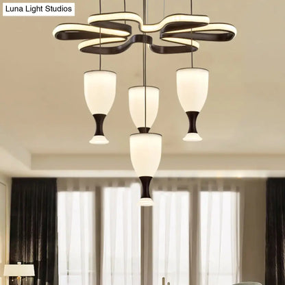 Modern LED Multi-Light Pendant with 4-Cup Coffee & Twist Ceiling Fixture