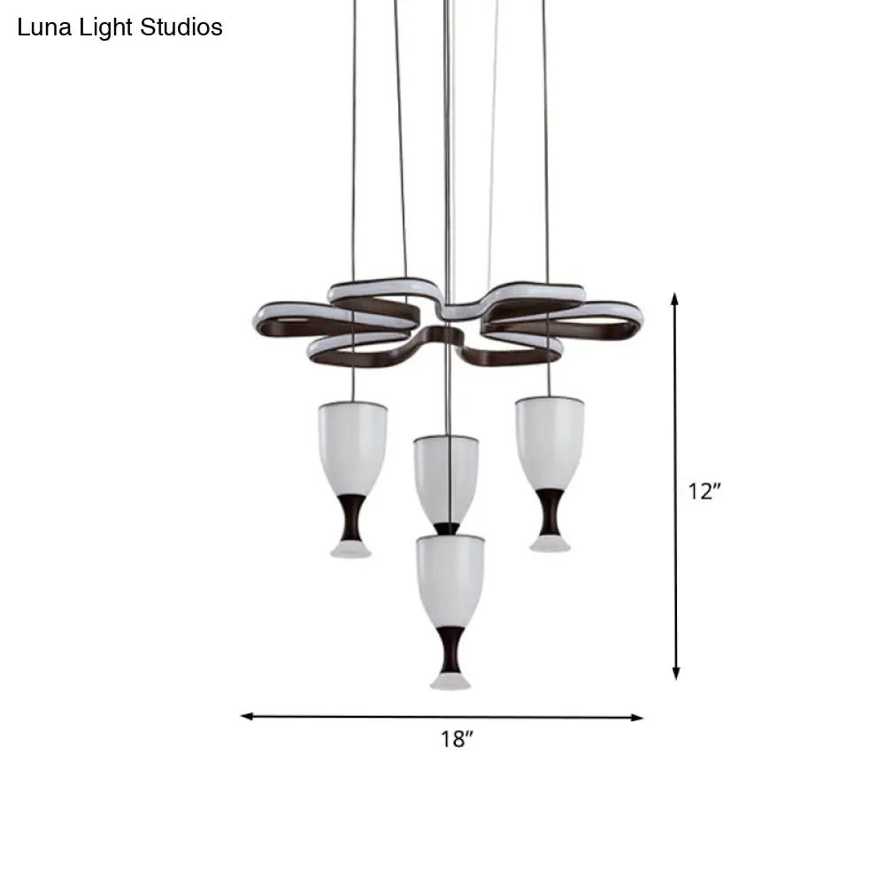 Modern LED Multi-Light Pendant with 4-Cup Coffee & Twist Ceiling Fixture