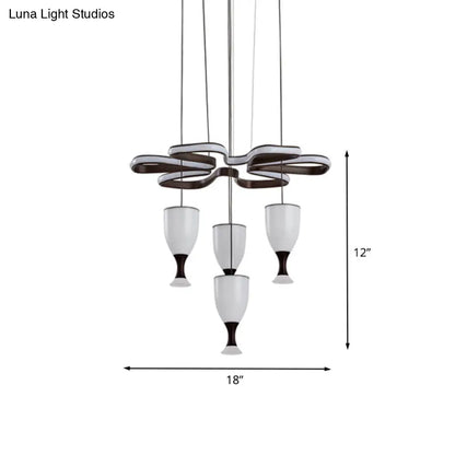 Modern LED Multi-Light Pendant with 4-Cup Coffee & Twist Ceiling Fixture