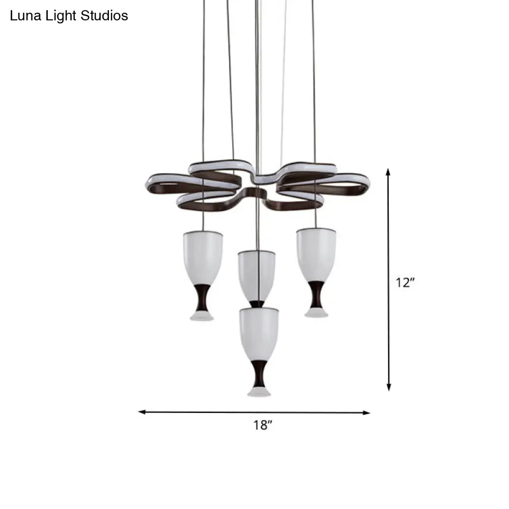 Modern LED Multi-Light Pendant with 4-Cup Coffee & Twist Ceiling Fixture