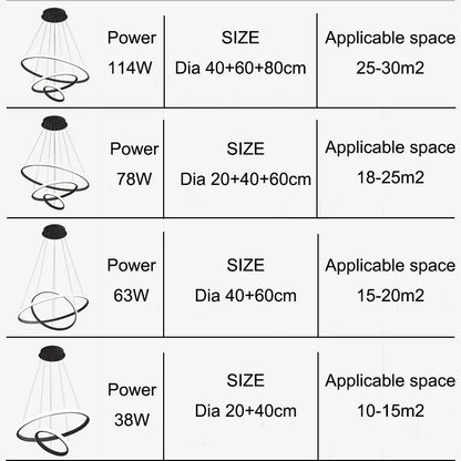 Modern LED Pendant Lamp in Black - Chandelier