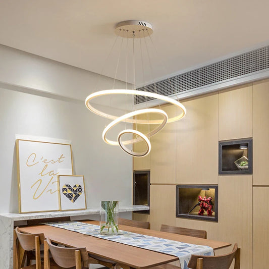 Modern LED Pendant Lamp in Black - Body colour Black / 1Ring 60cm / Cold white no remote - Chandelier
