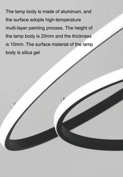 Modern LED Ring Pendant Chandelier - Black - Chandelier