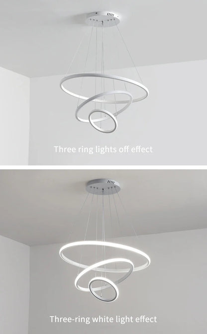 Modern LED Ring Pendant Chandelier - Black - Chandelier