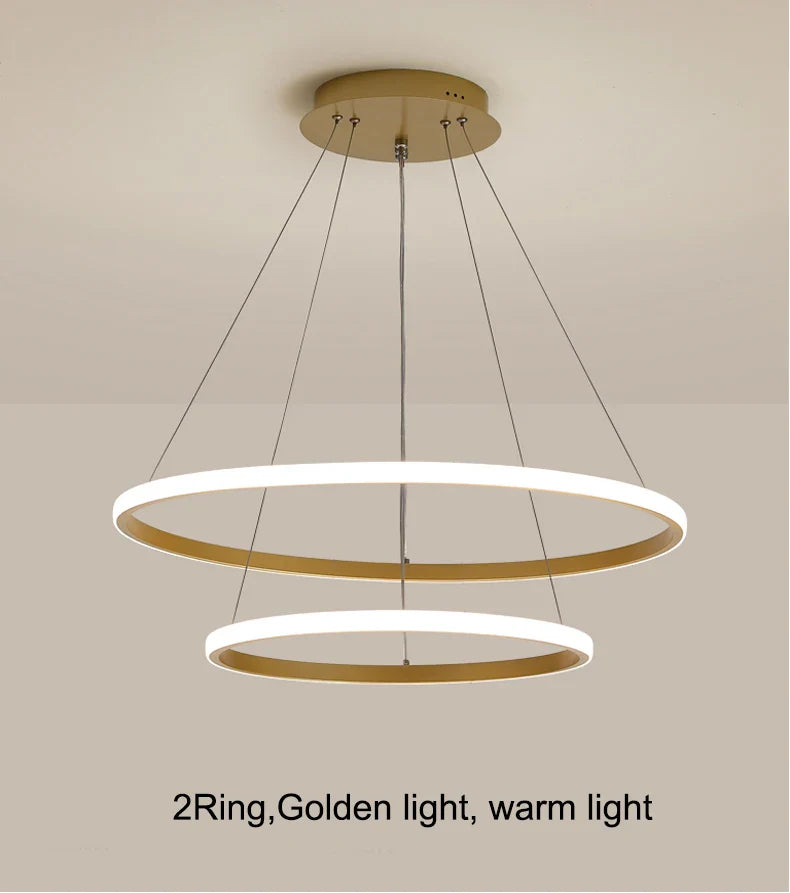 Modern LED Ring Pendant Chandelier - Black - Chandelier