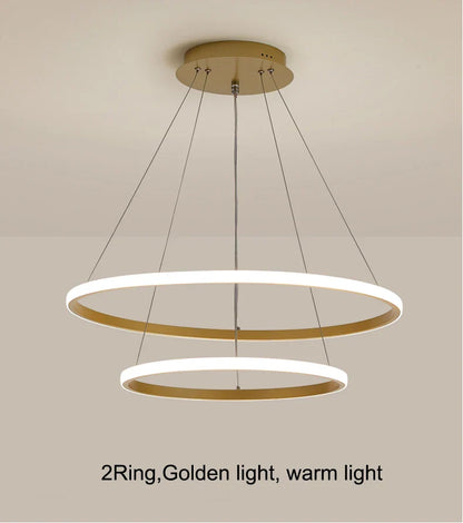 Modern LED Ring Pendant Chandelier - Black - Chandelier