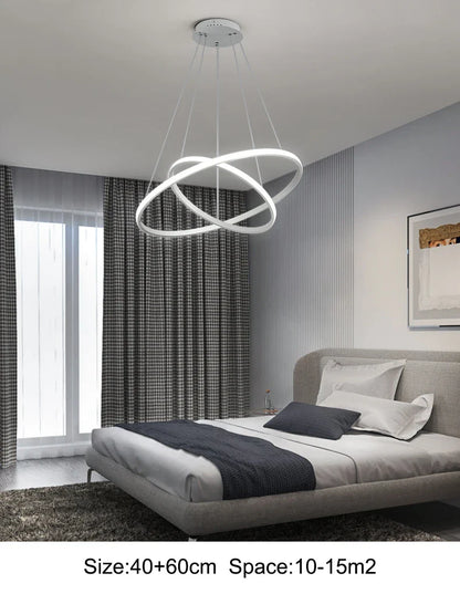 Modern LED Ring Pendant Chandelier - Black - Chandelier