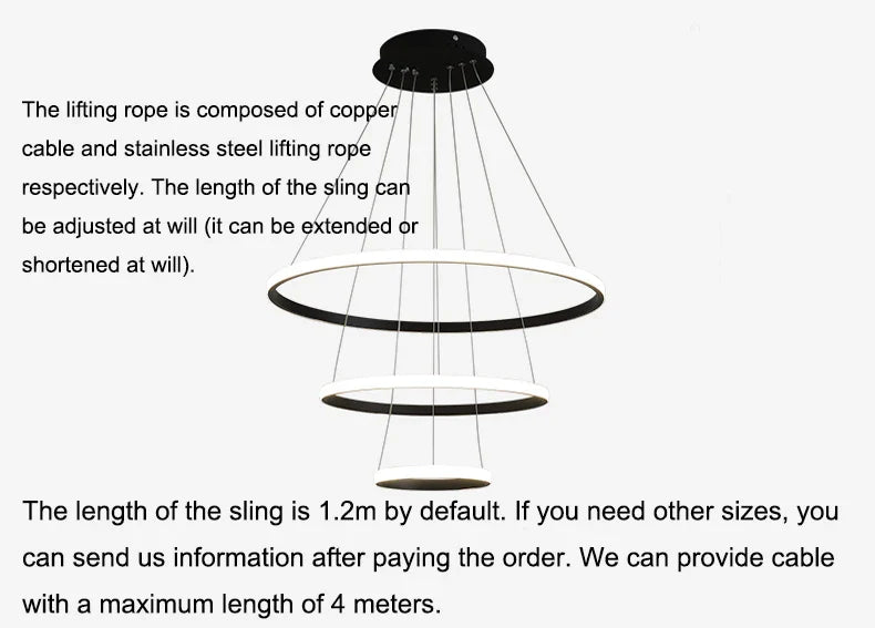 Modern LED Ring Pendant Chandelier - Black - Chandelier