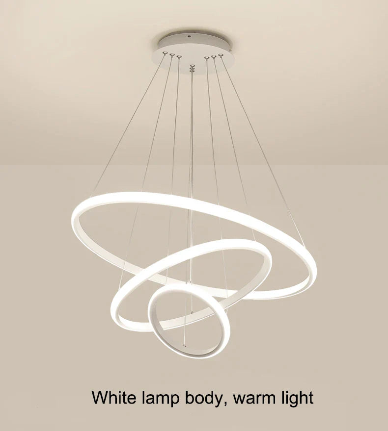 Modern LED Ring Pendant Chandelier - Black - Chandelier