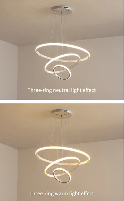 Modern LED Ring Pendant Chandelier - Black - Chandelier