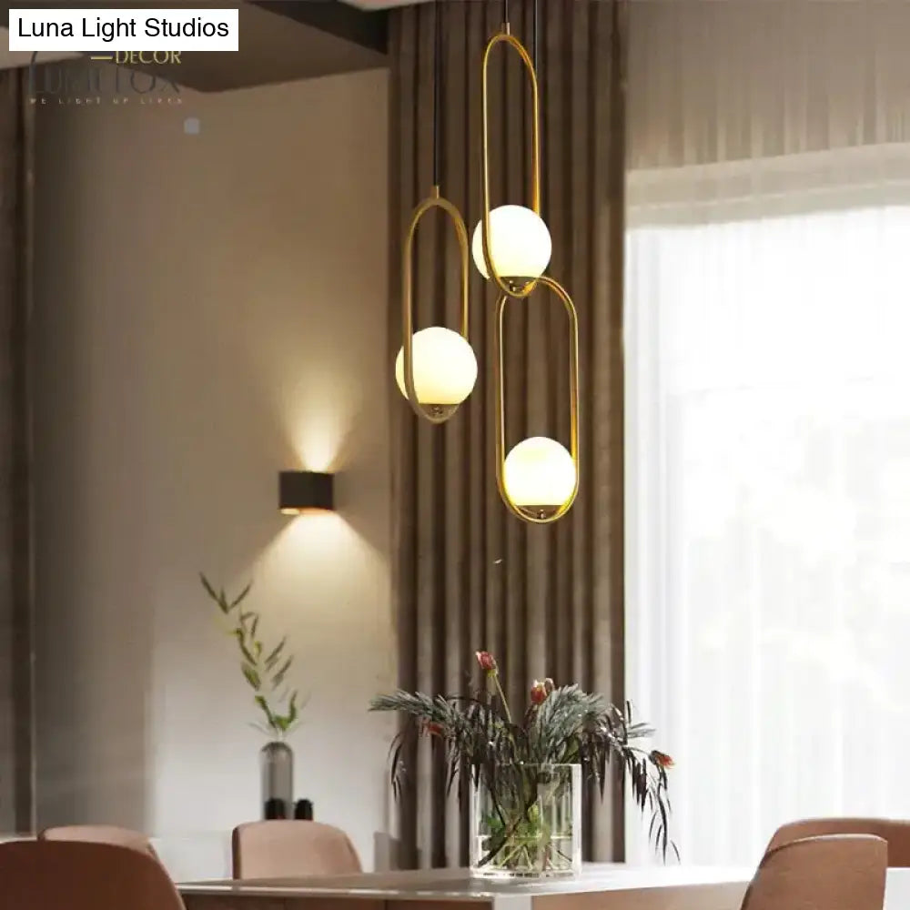 Modern LED Round Glass Ball Pendant Lights Iron E14 Pendant Lamps Hanging Light Fixture for Living Room Bedroom Dining Room