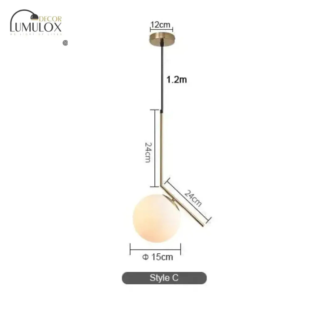 Modern LED Round Glass Ball Pendant Lights Iron E14 Pendant Lamps Hanging Light Fixture for Living Room Bedroom Dining Room