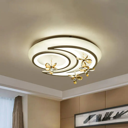 DecorBites™ DecorBites™ Modern LED Semi Flush Lamp with Moon and Ring Design, Flower Crystal Deco for Chic Ceilings