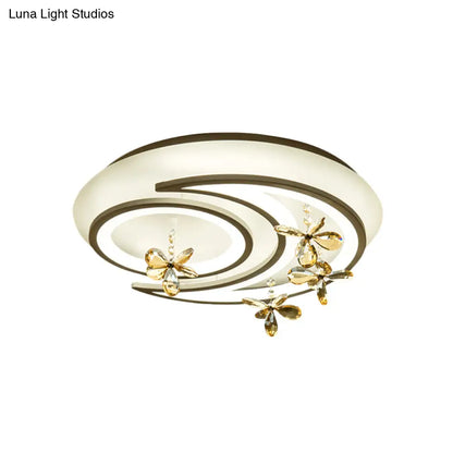 DecorBites™ DecorBites™ Modern LED Semi Flush Lamp with Moon and Ring Design, Flower Crystal Deco for Chic Ceilings