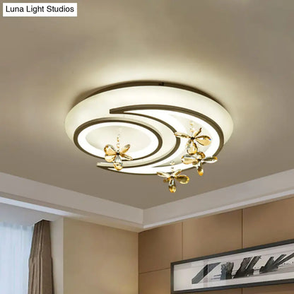 DecorBites™ DecorBites™ Modern LED Semi Flush Lamp with Moon and Ring Design, Flower Crystal Deco for Chic Ceilings