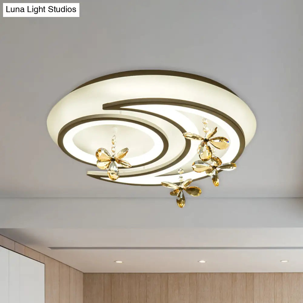DecorBites™ DecorBites™ Modern LED Semi Flush Lamp with Moon and Ring Design, Flower Crystal Deco for Chic Ceilings