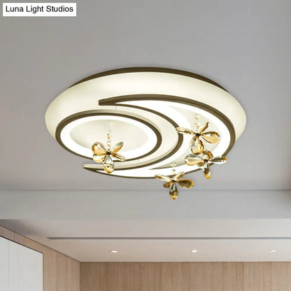 DecorBites™ DecorBites™ Modern LED Semi Flush Lamp with Moon and Ring Design, Flower Crystal Deco for Chic Ceilings