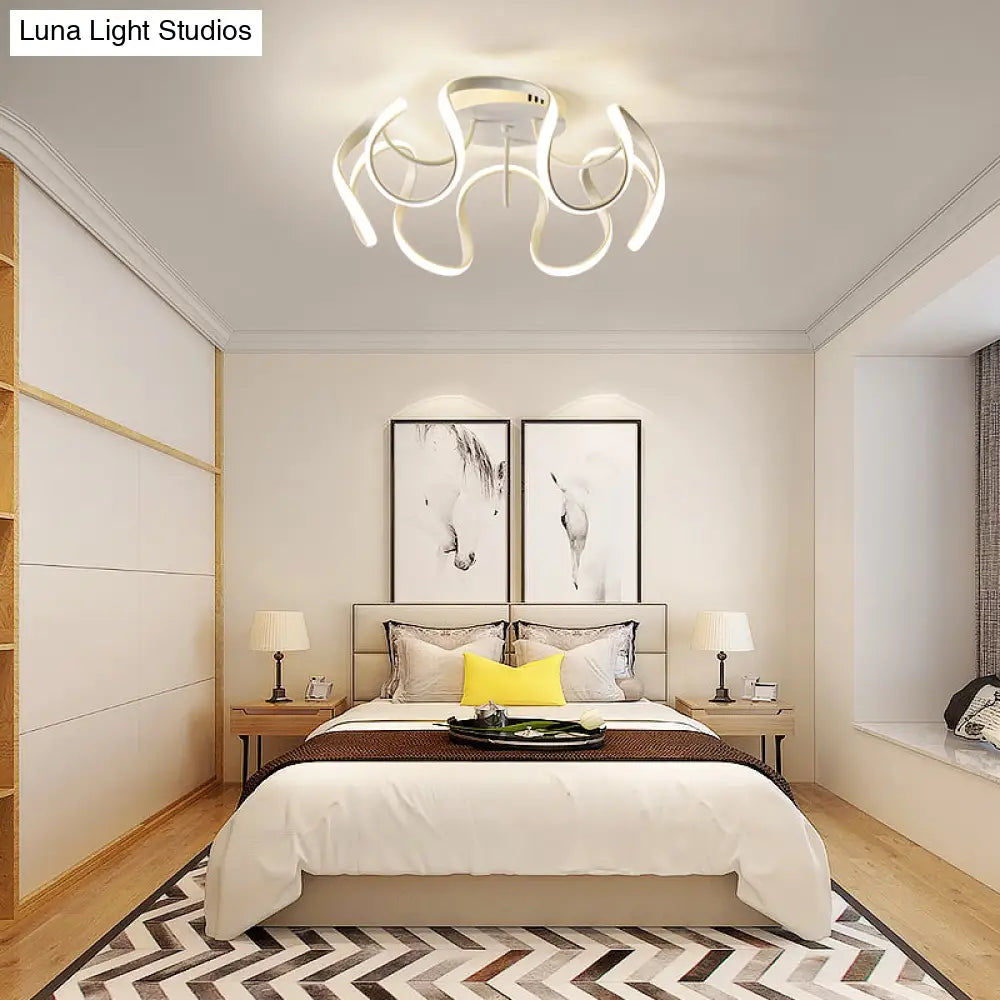 DecorBites™ DecorBites™ Modern LED Semi Flush Mount Ceiling Light with Seamless Curves - Ideal for Bedrooms