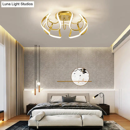 DecorBites™ DecorBites™ Modern LED Semi Flush Mount Ceiling Light with Seamless Curves - Ideal for Bedrooms