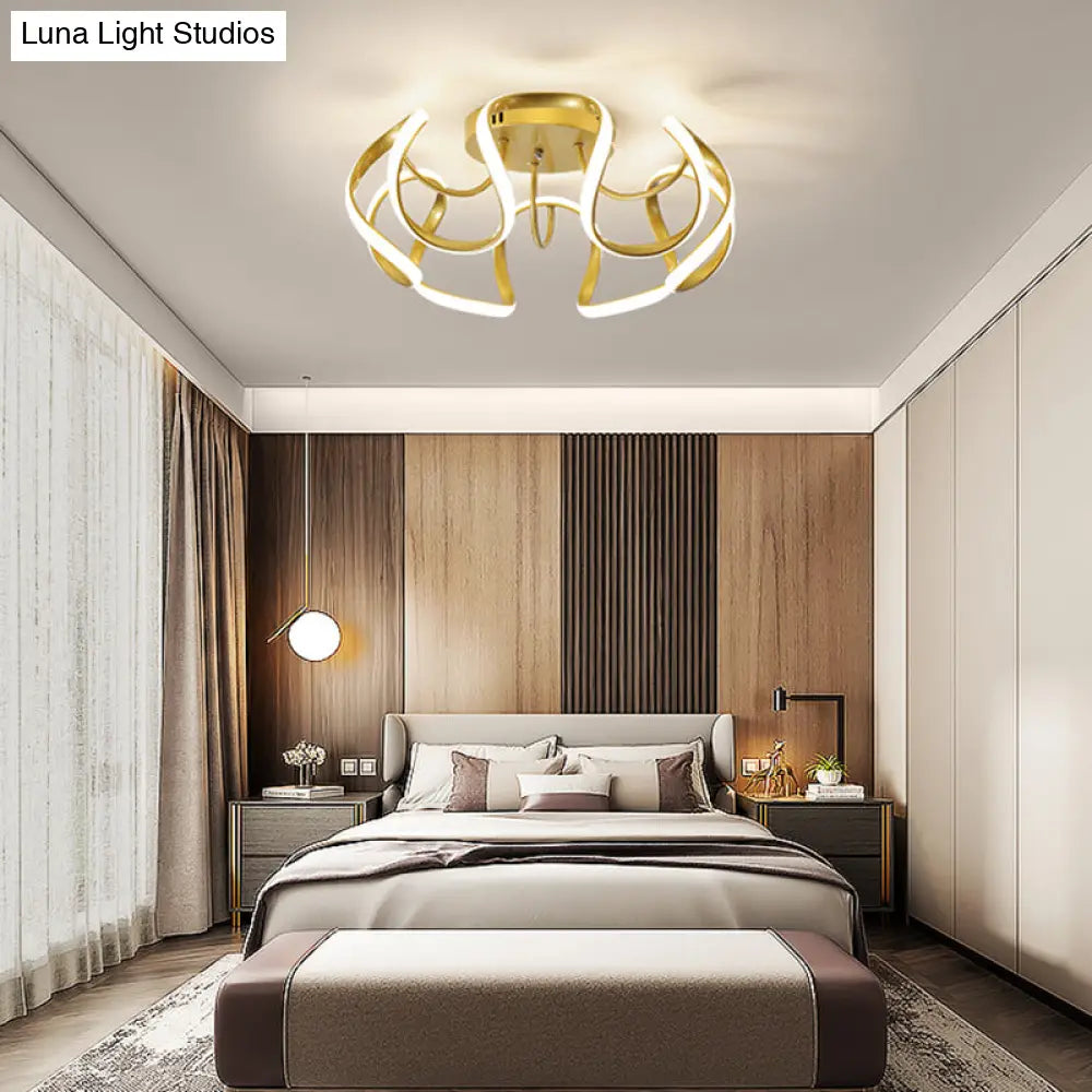 DecorBites™ DecorBites™ Modern LED Semi Flush Mount Ceiling Light with Seamless Curves - Ideal for Bedrooms
